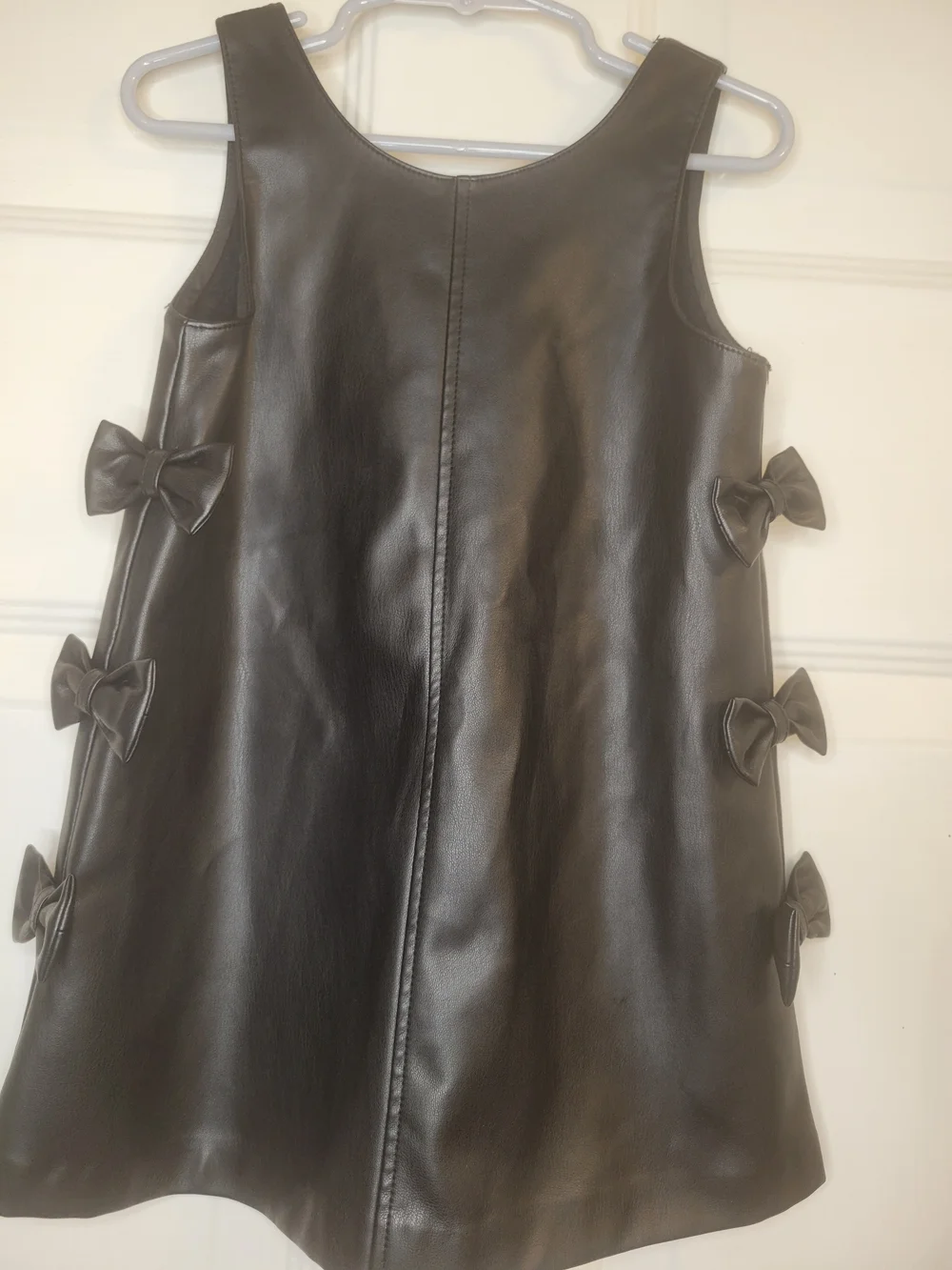 Zara Black Faux Leather A-Line Dress with Side Bows
